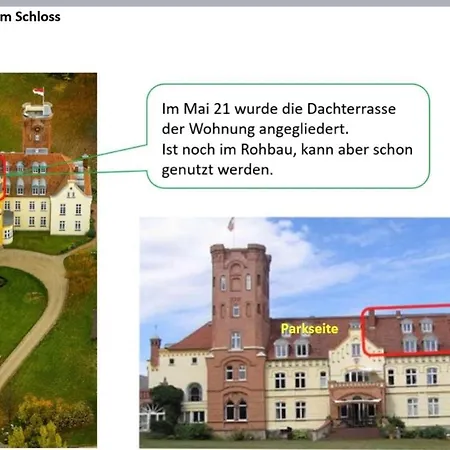 Ruhig & Idyllisch - Schloss - Maisonette-apartment Ulrichshusen Mit Dachterrrasse, Mecklenburger Seenplatte Mit Dachterrasse, Naehe Ostsee *